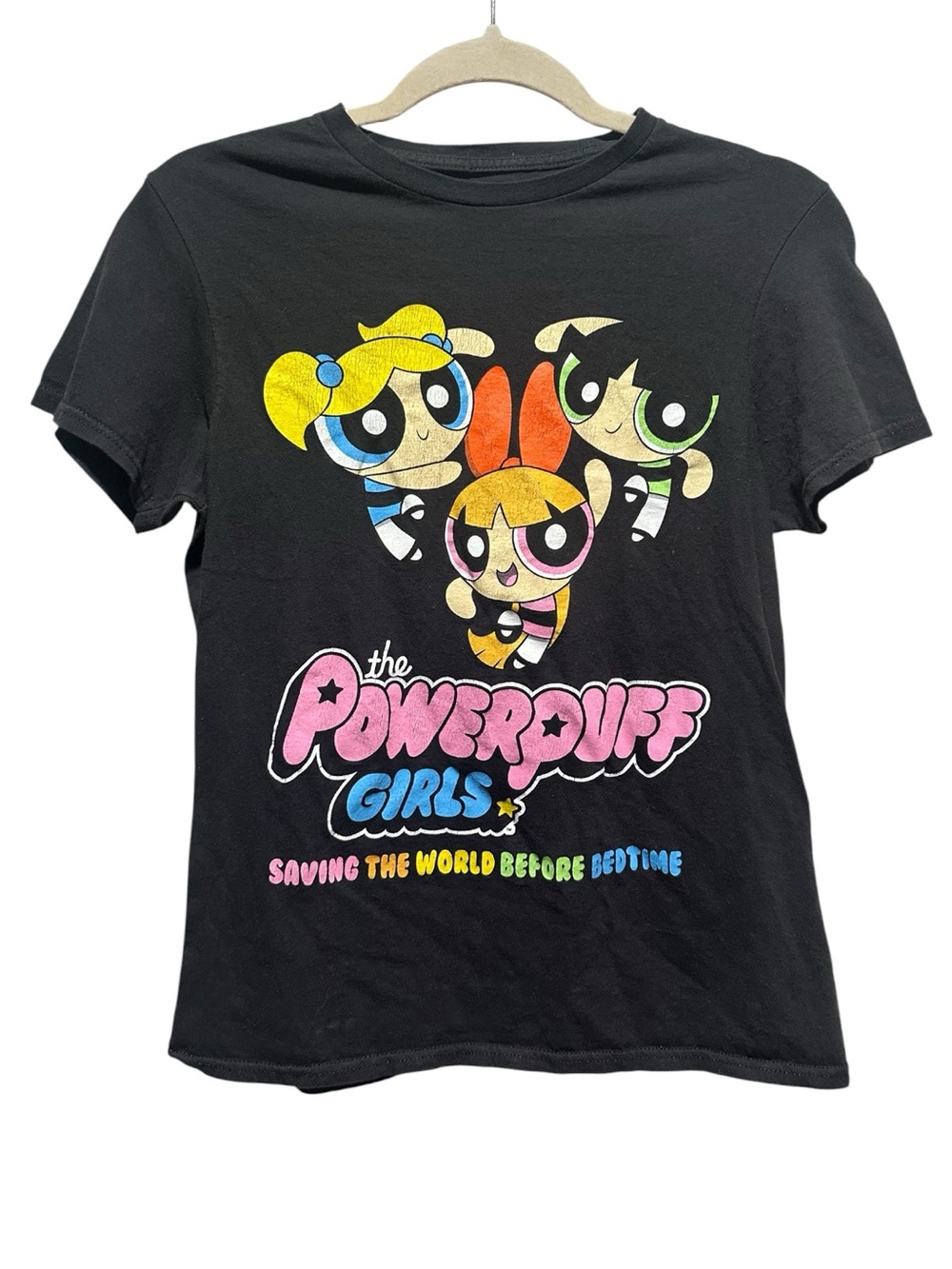 Powerpuff Girls Black Graphic Tee - Girls Short Sleeve Crewneck